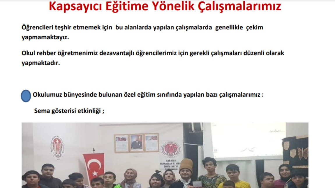 Kapsayıcı Eğitime Yönelik Çalışmalar